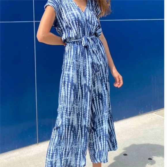 Vanilla Star Pants & Jumpsuits Vanilla Star Crossover Blue Tie Dye Jumpsuit Size 3x New